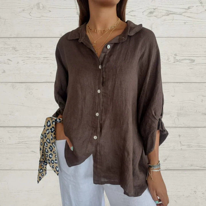 Relaxed Fit Button-Down Top