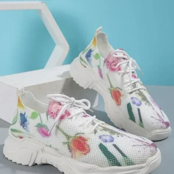 Orthopedic Floral Mesh Sneakers