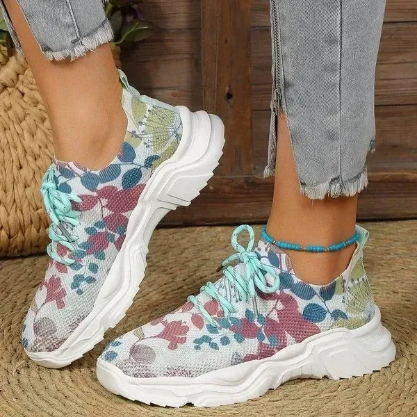 Orthopedic Floral Mesh Sneakers