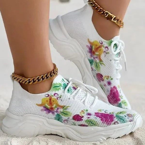 Orthopedic Floral Mesh Sneakers