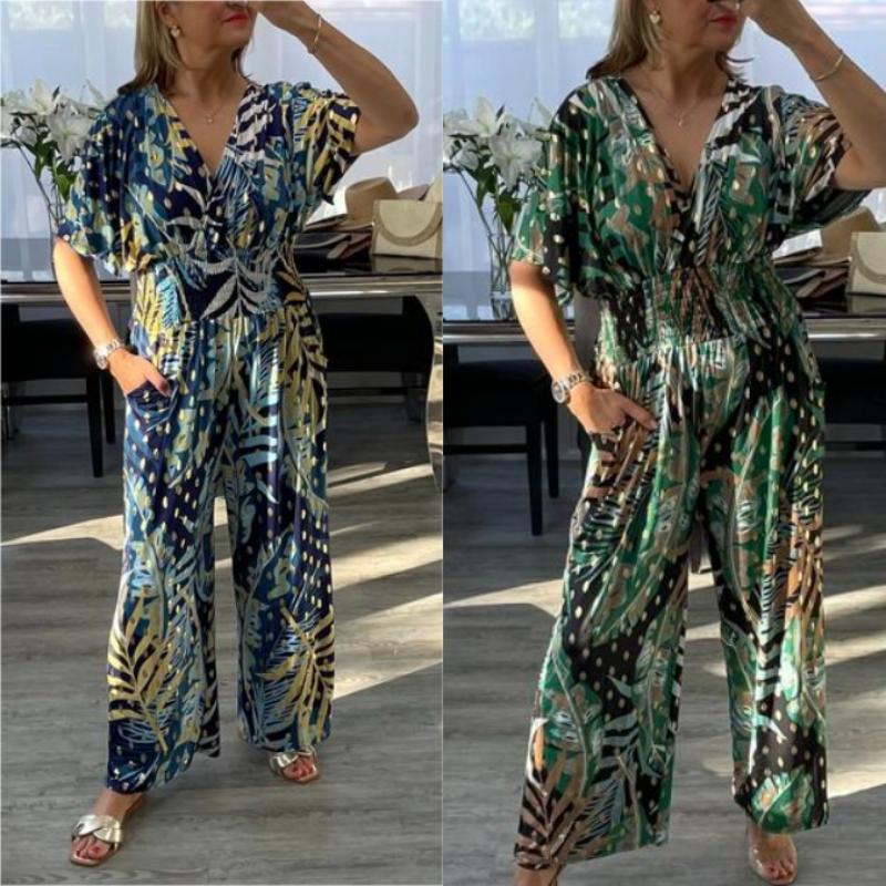 Tropical Leaf Design Jumpsuit