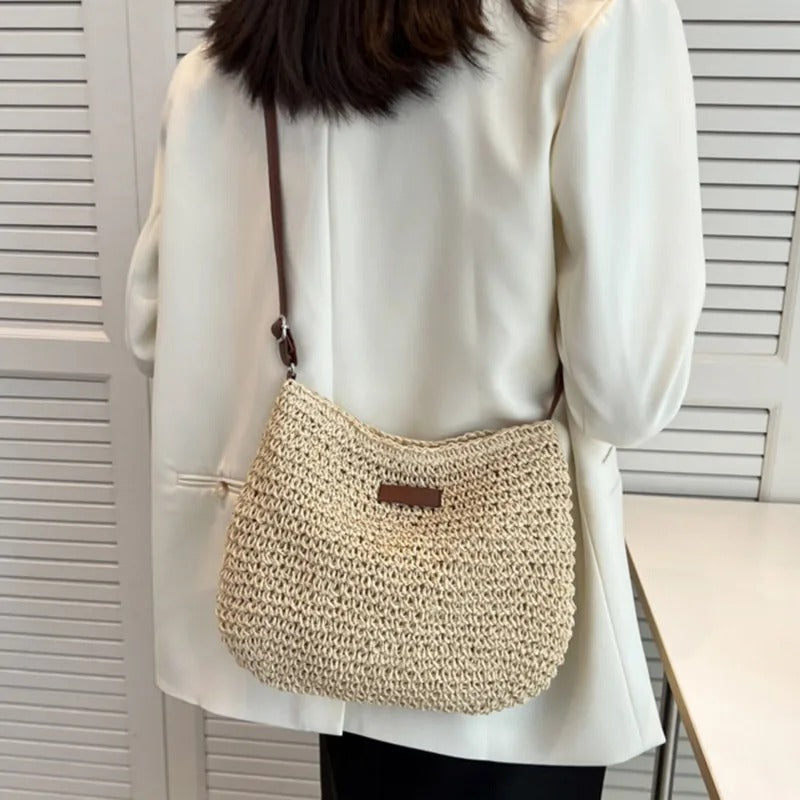 Straw Crossbody Bag_Beige