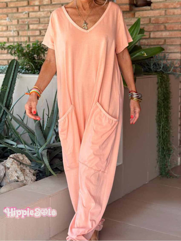 Women's Casual 100% Cotton Wide Leg Jumpsuit